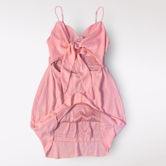 Lucy in the Sky Cutout Chiffon Dress in Coral Pink Size M Party Flirty Ruffle - Picture 4 of 10